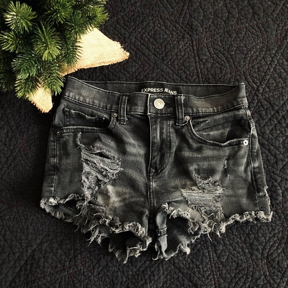 Distressed Express Denim Shorts